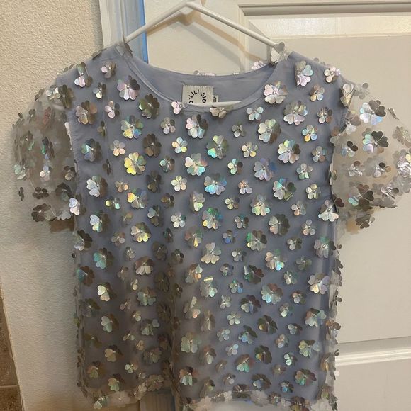 Tops - Lili Sidonio Silver Flowers Top